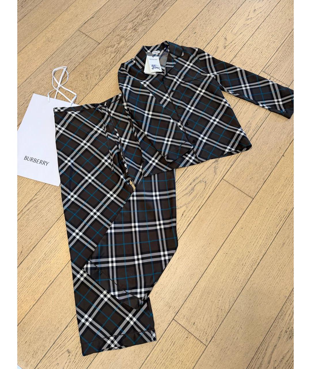 BURBERRY Коричневый шелковый костюм с брюками, фото 8