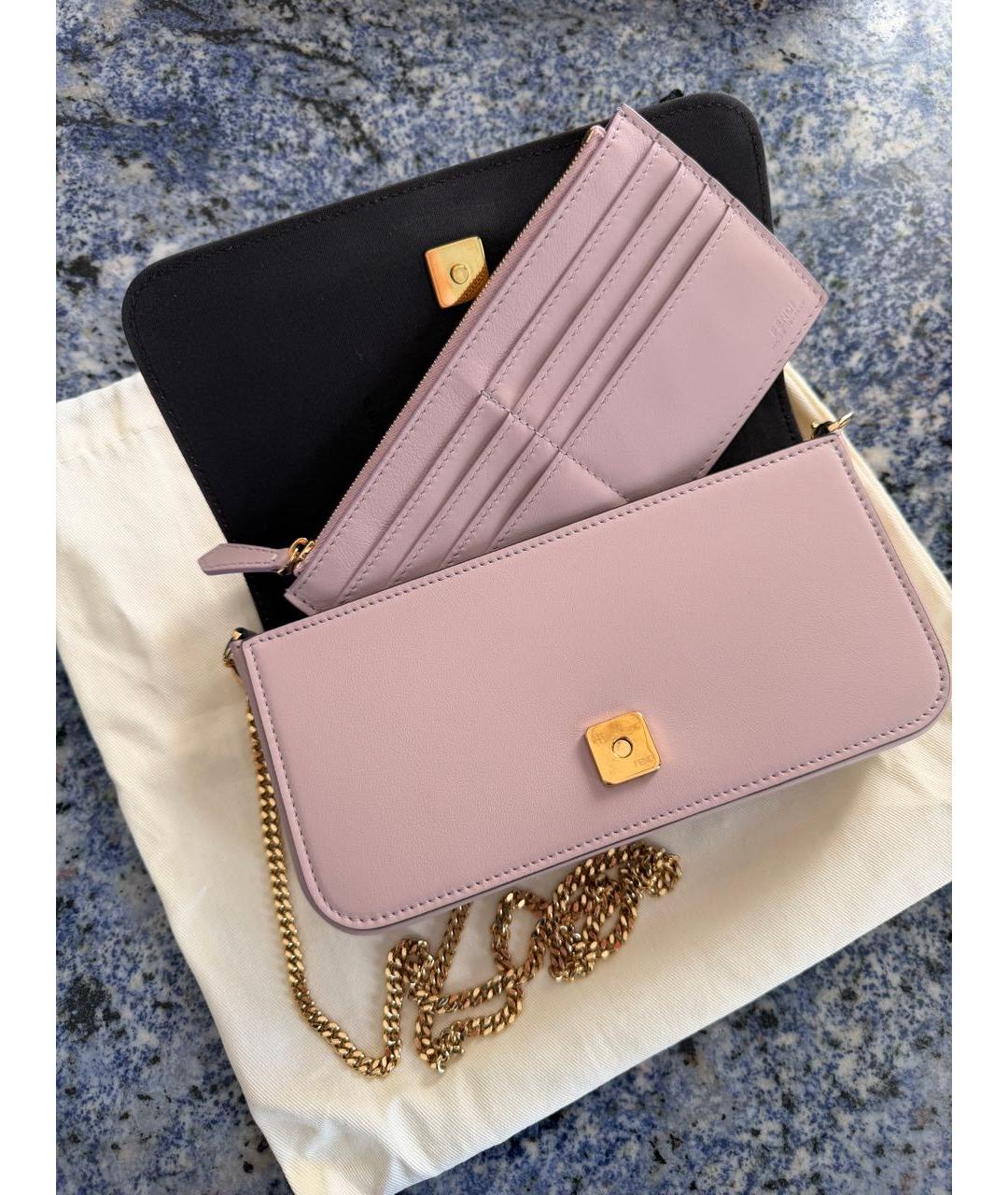 FENDI Розовая кожаная сумка через плечо, фото 4