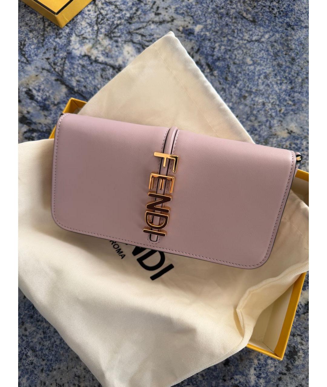 FENDI Розовая кожаная сумка через плечо, фото 3