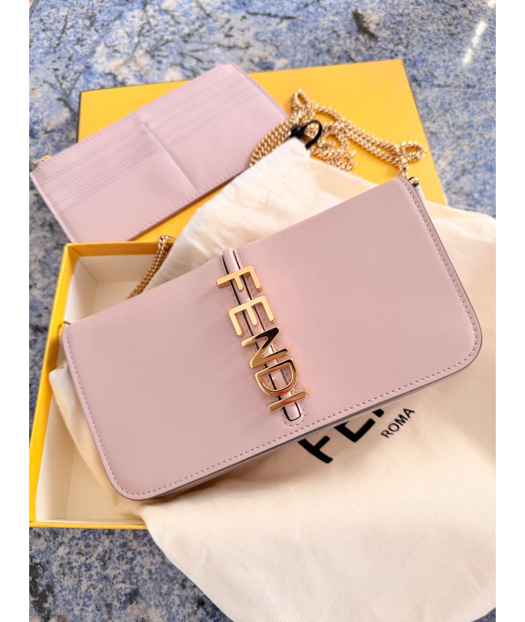 FENDI Розовая кожаная сумка через плечо, фото 2