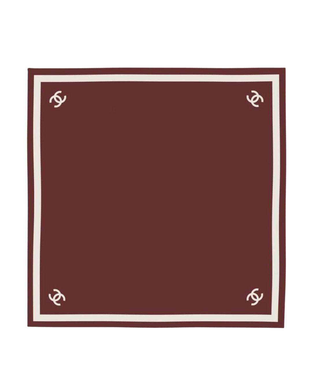 CHANEL Бордовый шелковый платок, фото 1