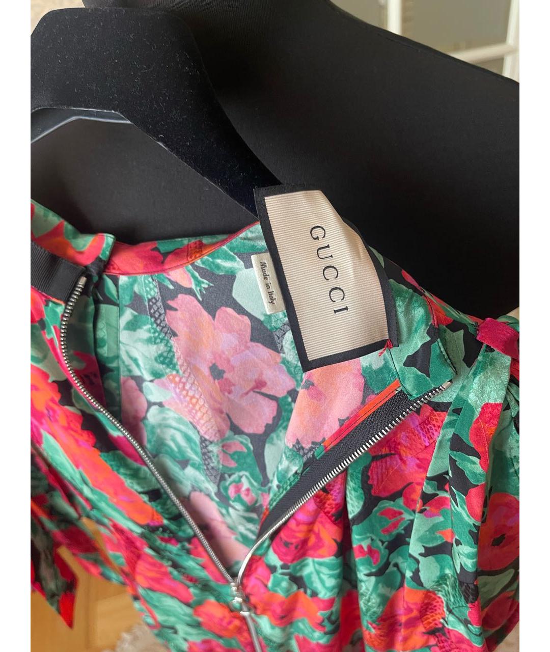 GUCCI Красное шелковое коктейльное платье, фото 3