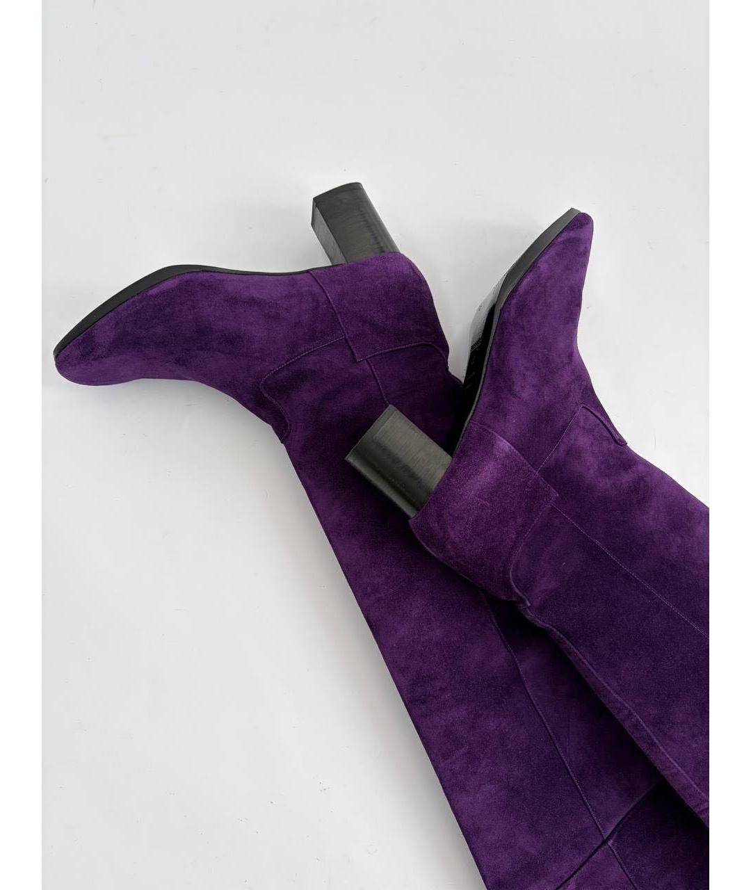 HERMES Фиолетовые замшевые ботфорты, фото 6