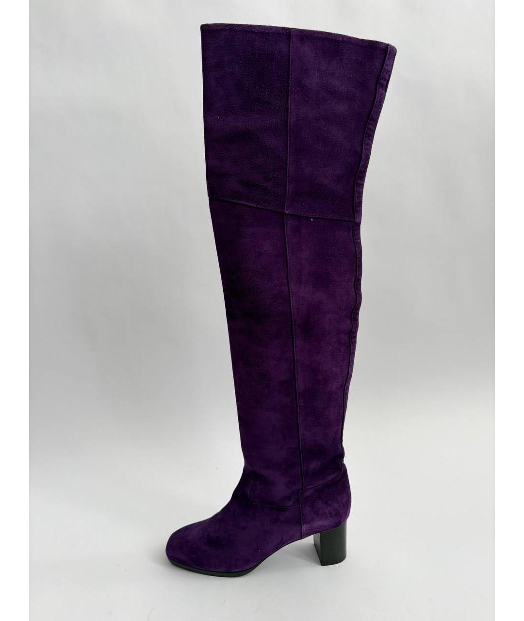 HERMES Фиолетовые замшевые ботфорты, фото 7