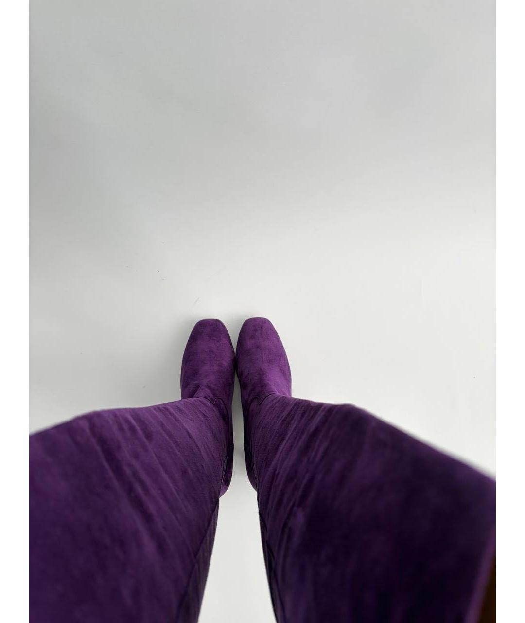 HERMES Фиолетовые замшевые ботфорты, фото 8