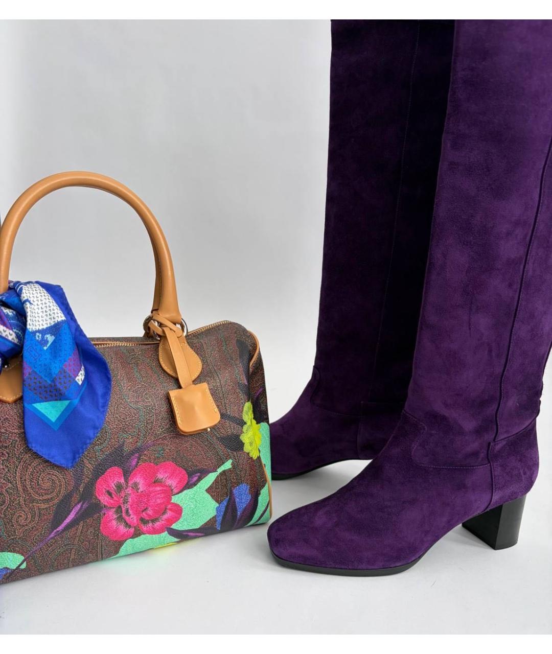HERMES Фиолетовые замшевые ботфорты, фото 2