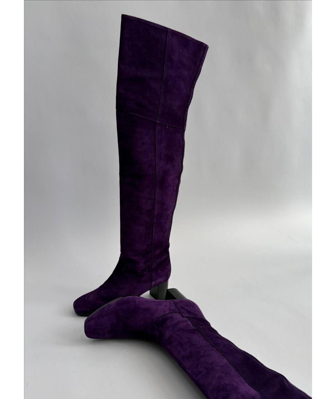 HERMES Фиолетовые замшевые ботфорты, фото 5