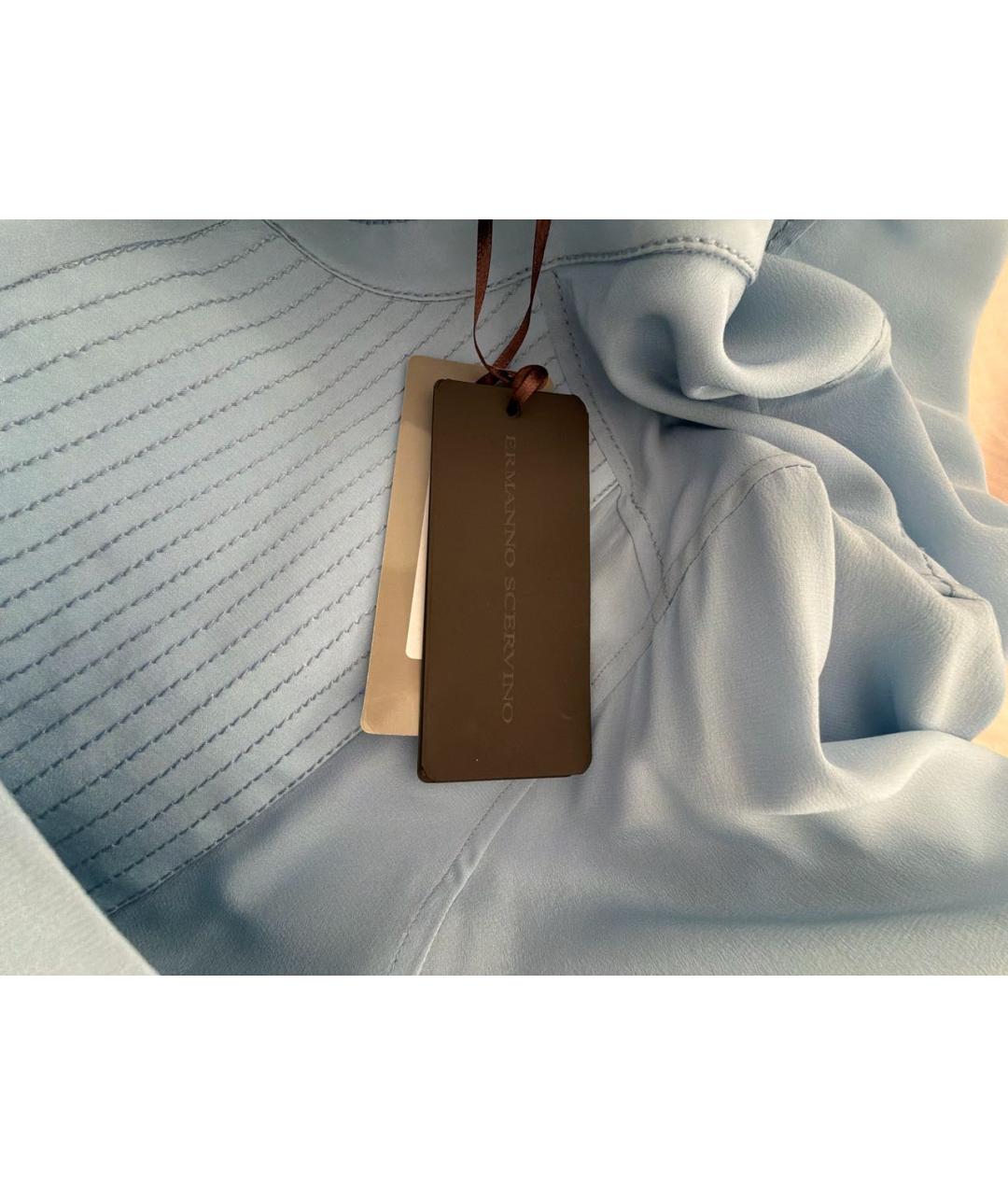 ERMANNO SCERVINO Голубая шелковая блузы, фото 4