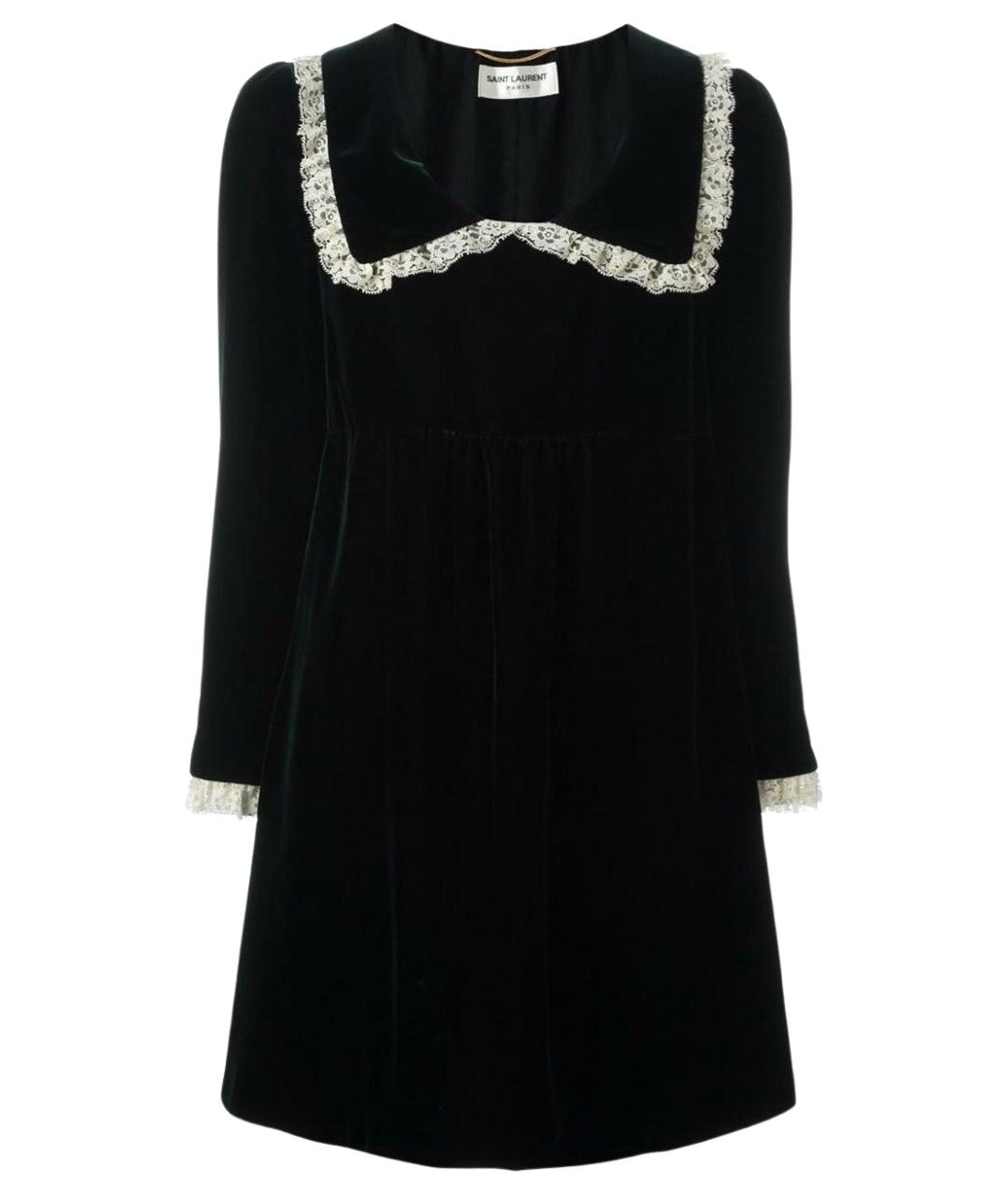 SAINT LAURENT Зеленые бархатное вечернее платье, фото 1