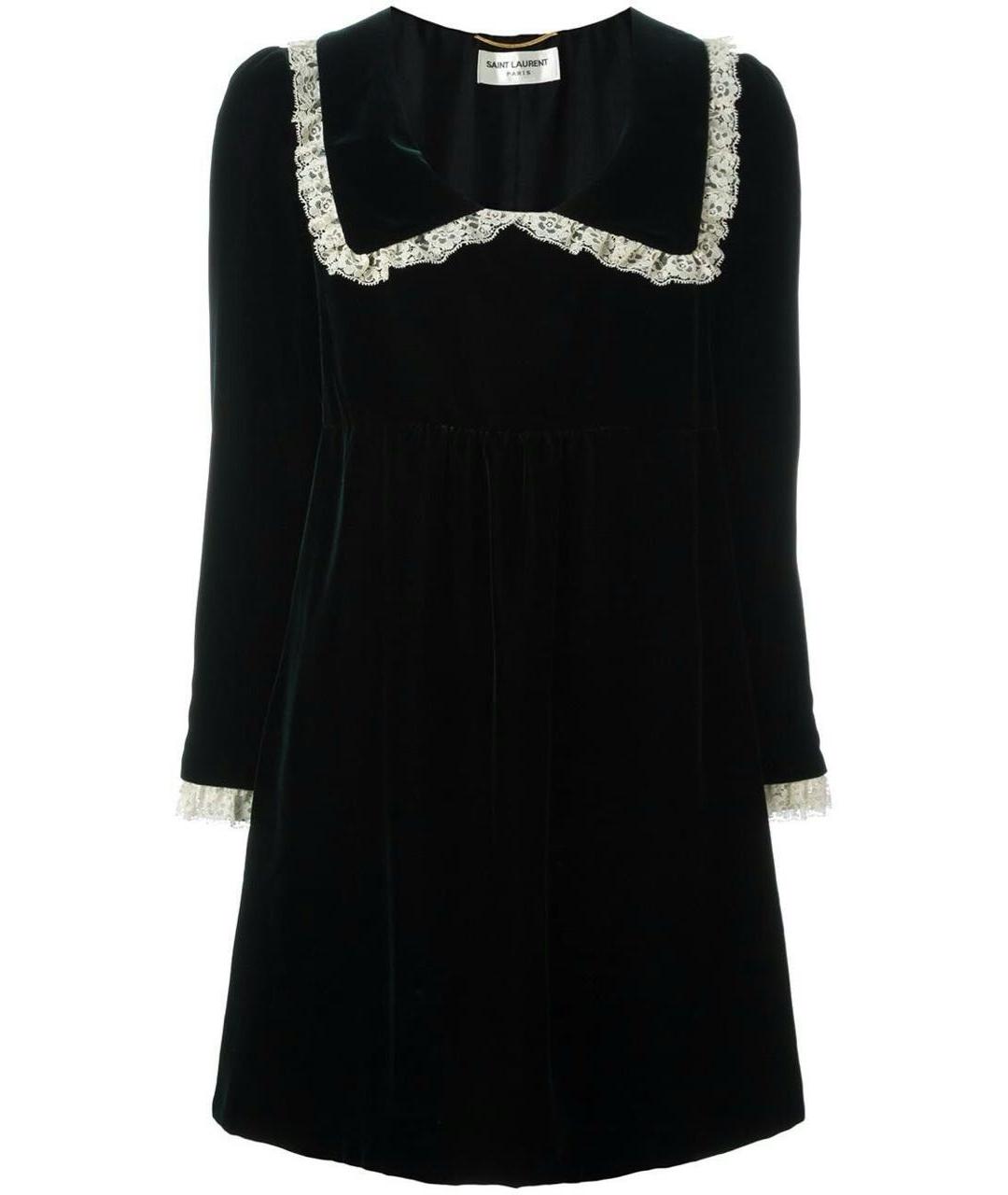 SAINT LAURENT Зеленые бархатное вечернее платье, фото 9