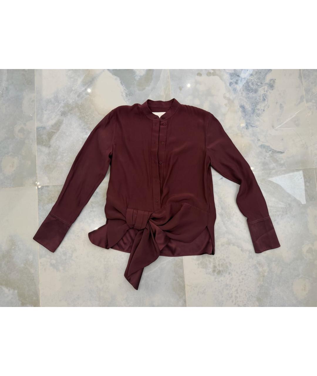VICTORIA BECKHAM Бордовая шелковая блузы, фото 4