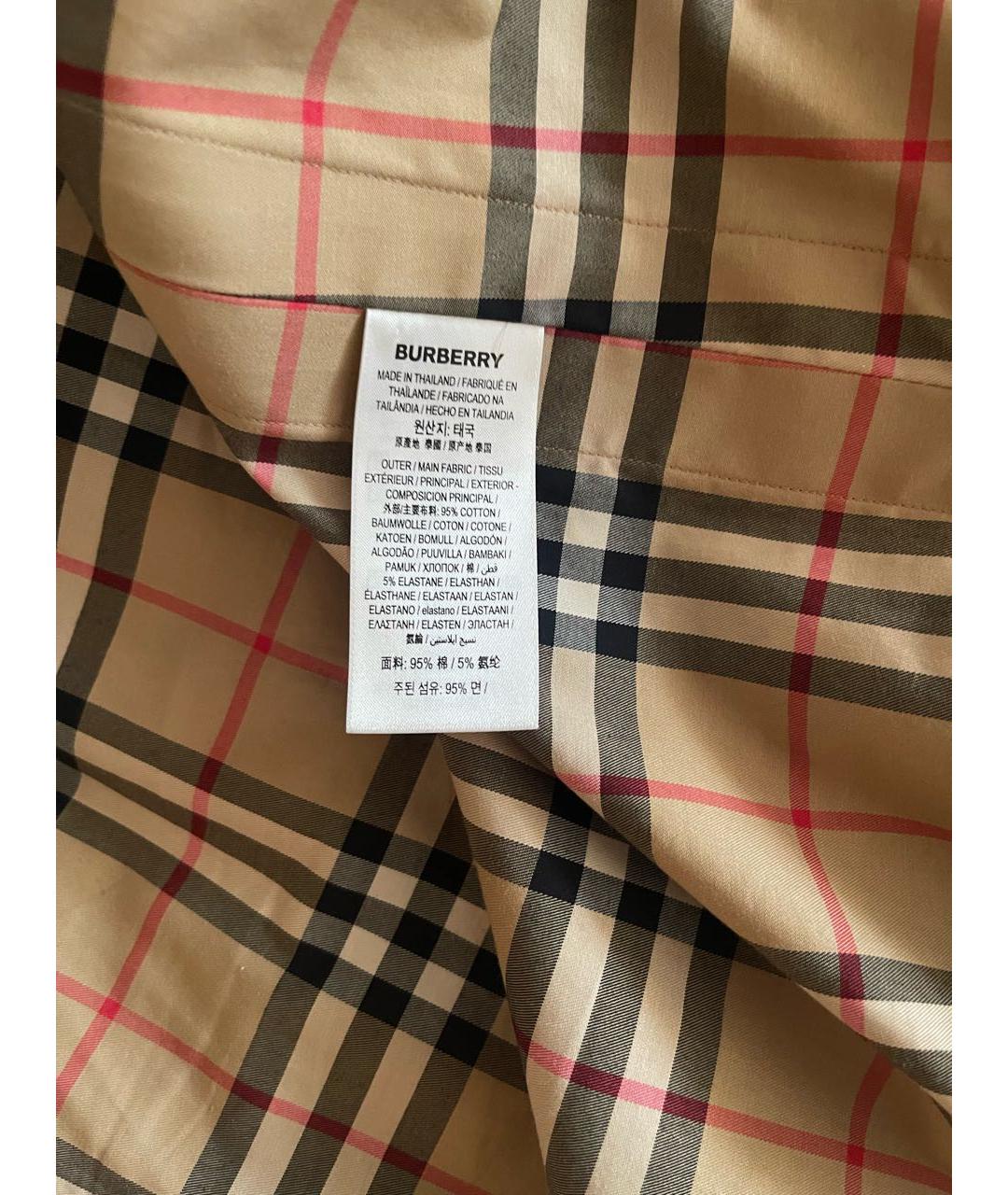 BURBERRY Горчичная хлопковая рубашка, фото 5