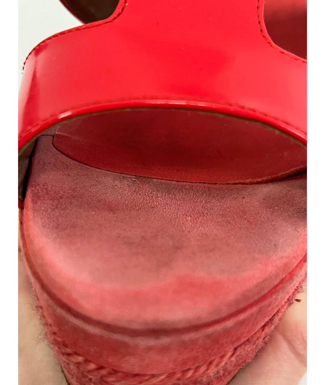 HERMES Коралловые босоножки из лакированной кожи, фото 7