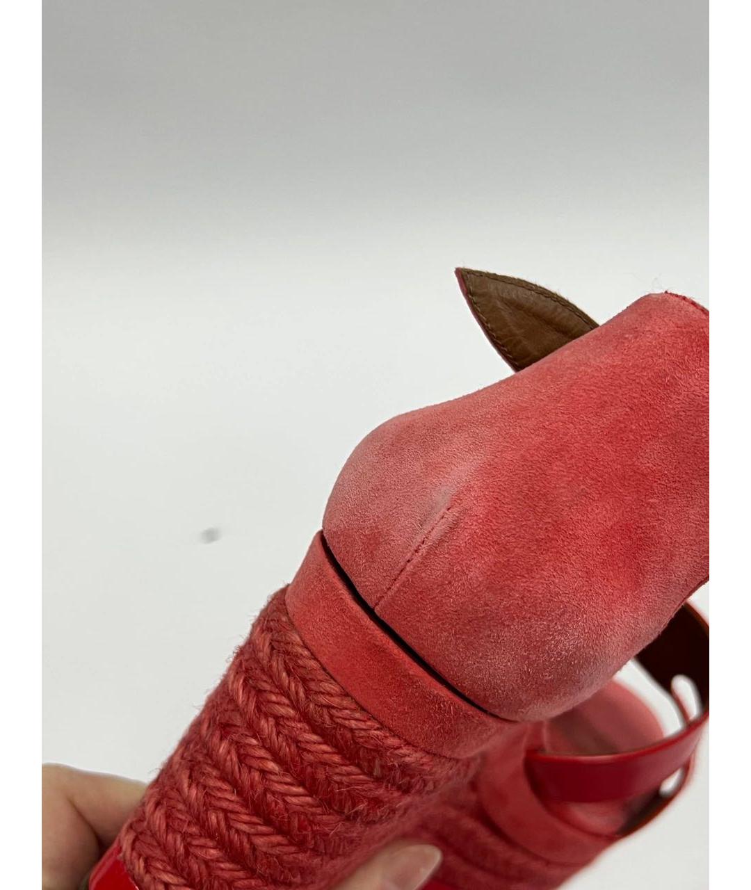 HERMES Коралловые босоножки из лакированной кожи, фото 6