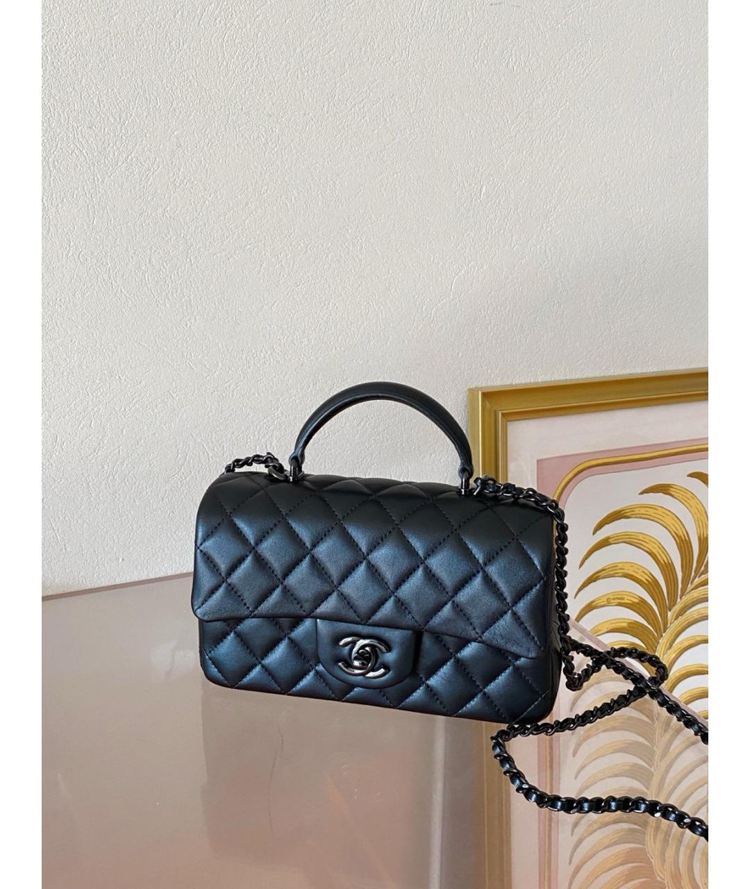 CHANEL Черная кожаная сумка через плечо, фото 6