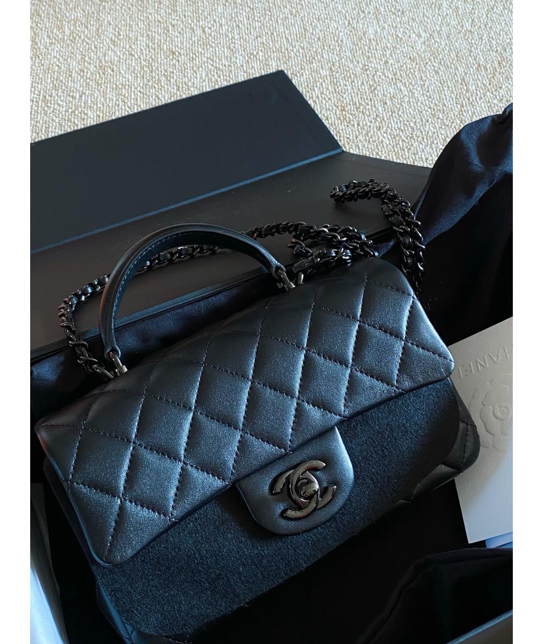 CHANEL Черная кожаная сумка через плечо, фото 5