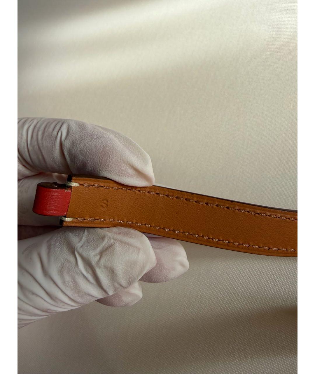 HERMES Коралловый кожаный браслет, фото 6