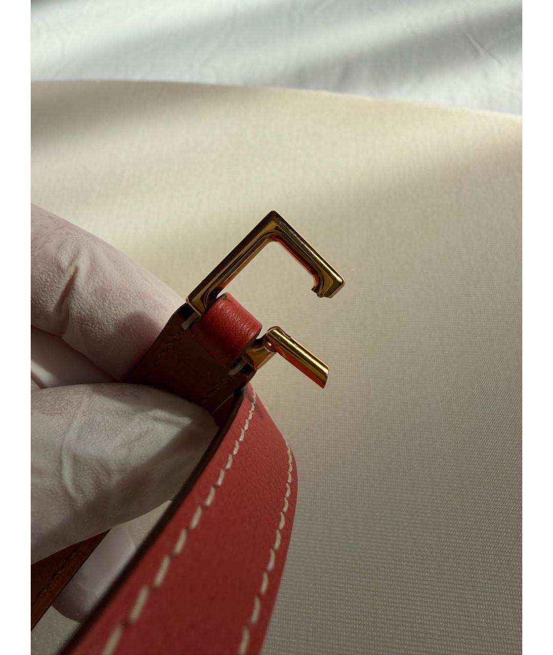 HERMES Коралловый кожаный браслет, фото 5