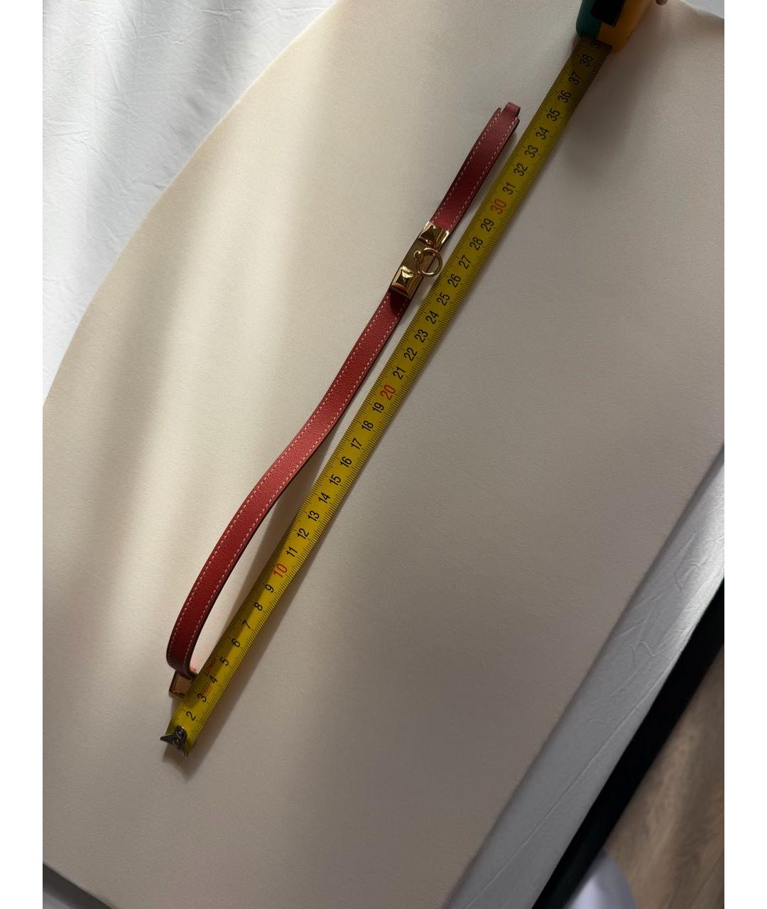 HERMES Коралловый кожаный браслет, фото 3