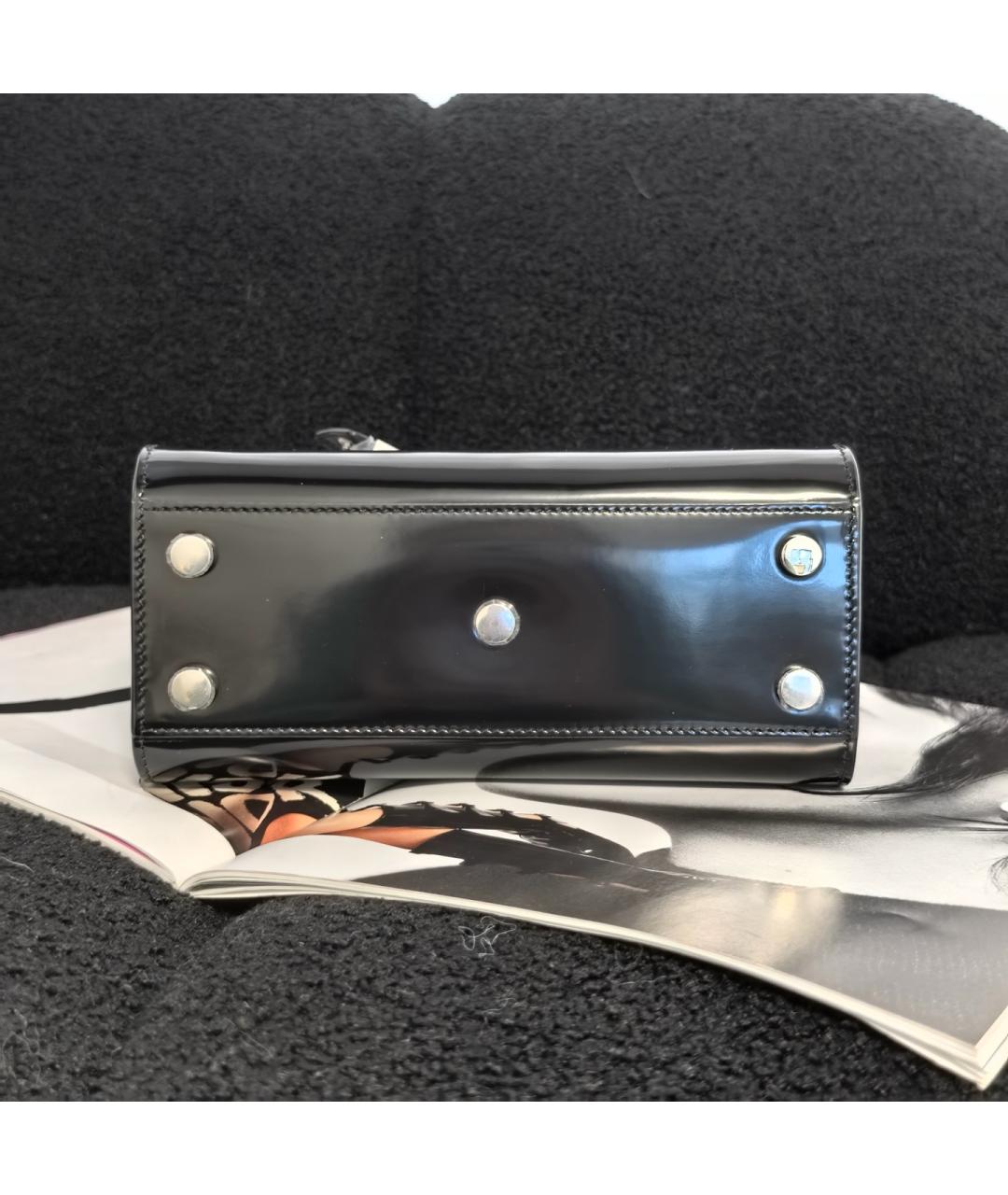 SAINT LAURENT Черная кожаная сумка с короткими ручками, фото 5