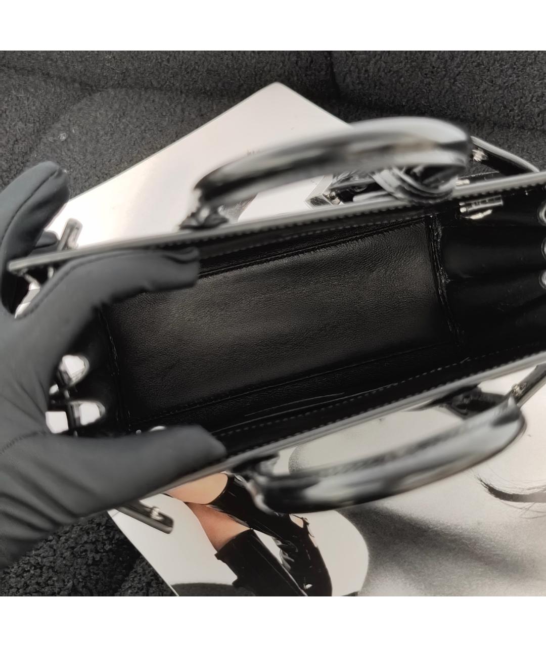 SAINT LAURENT Черная кожаная сумка с короткими ручками, фото 6