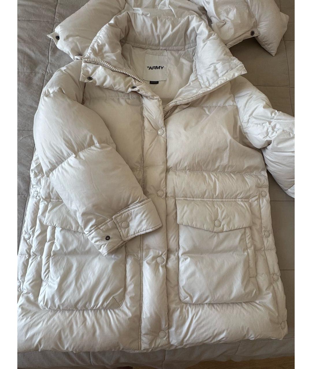 ARMY YVES SALOMON Бежевый полиэстеровый пуховик, фото 2