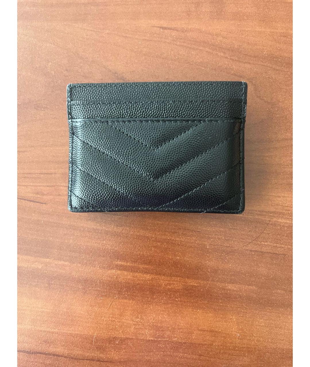 SAINT LAURENT Черный кожаный кардхолдер, фото 3