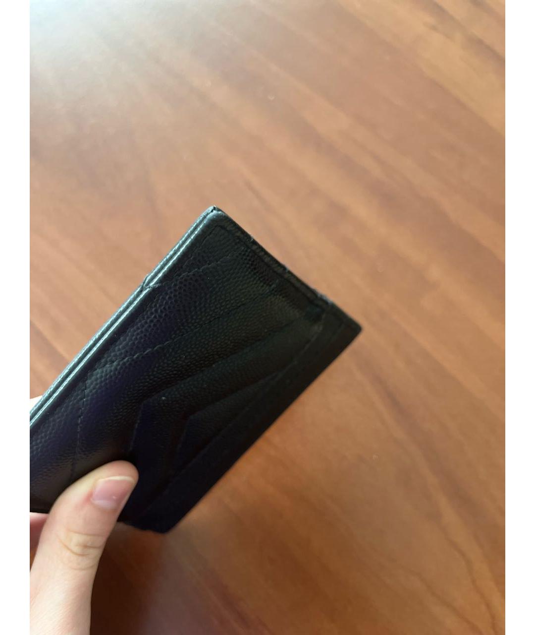 SAINT LAURENT Черный кожаный кардхолдер, фото 6