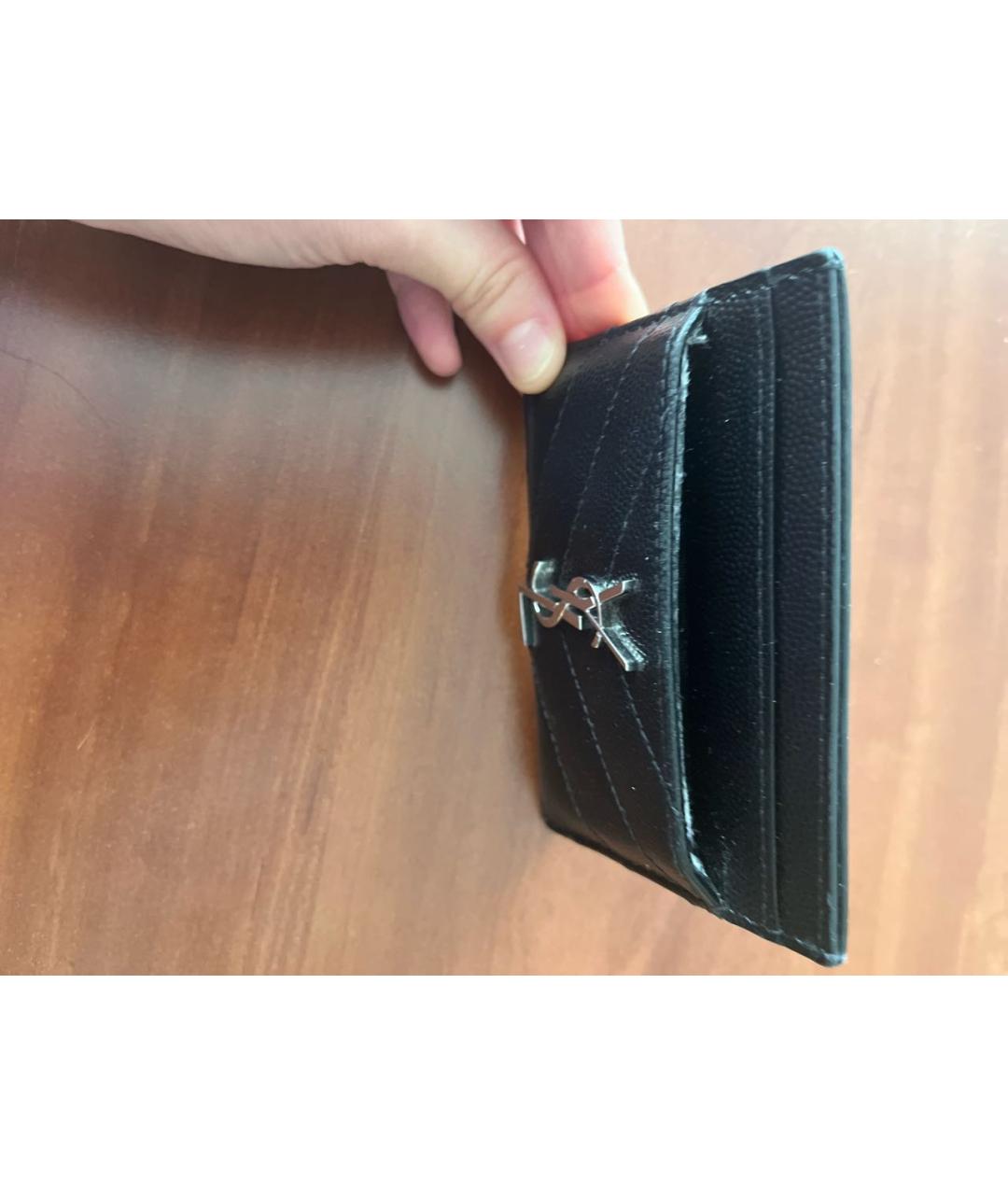 SAINT LAURENT Черный кожаный кардхолдер, фото 8