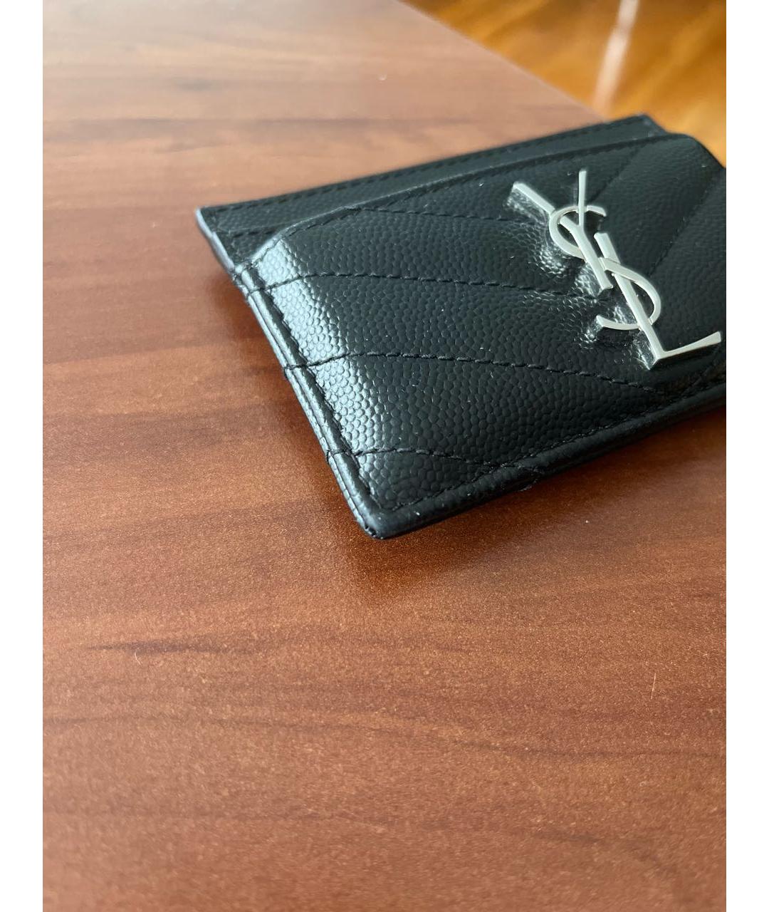 SAINT LAURENT Черный кожаный кардхолдер, фото 5
