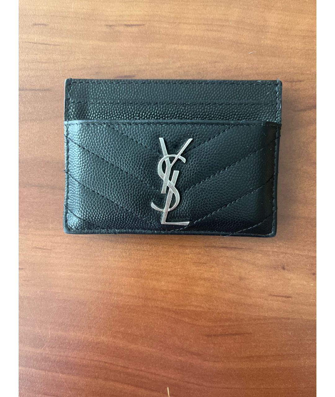 SAINT LAURENT Черный кожаный кардхолдер, фото 9