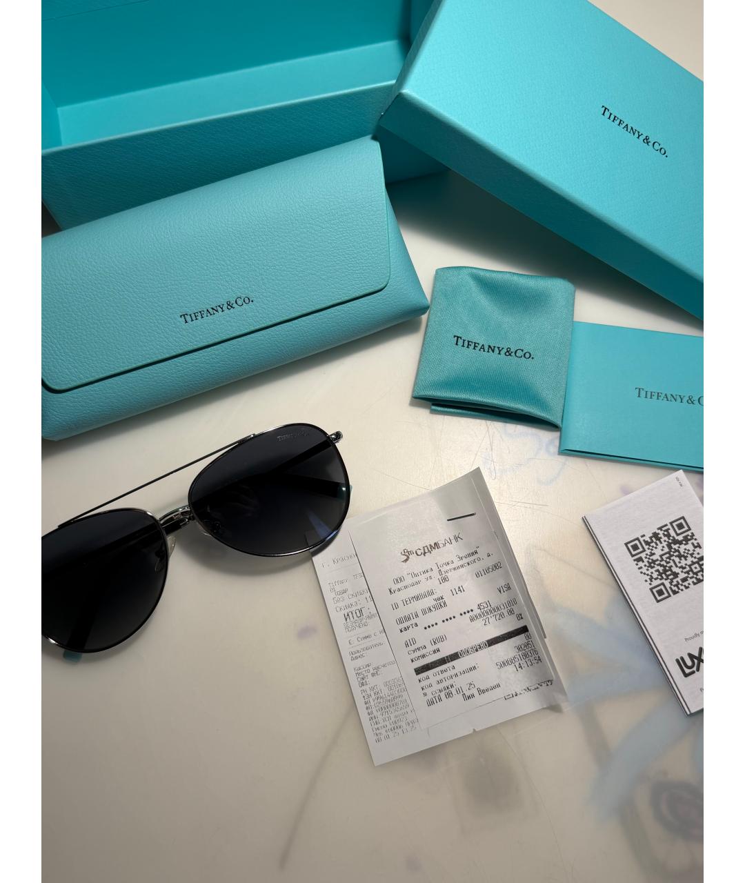 TIFFANY&CO Серебряные металлические солнцезащитные очки, фото 3