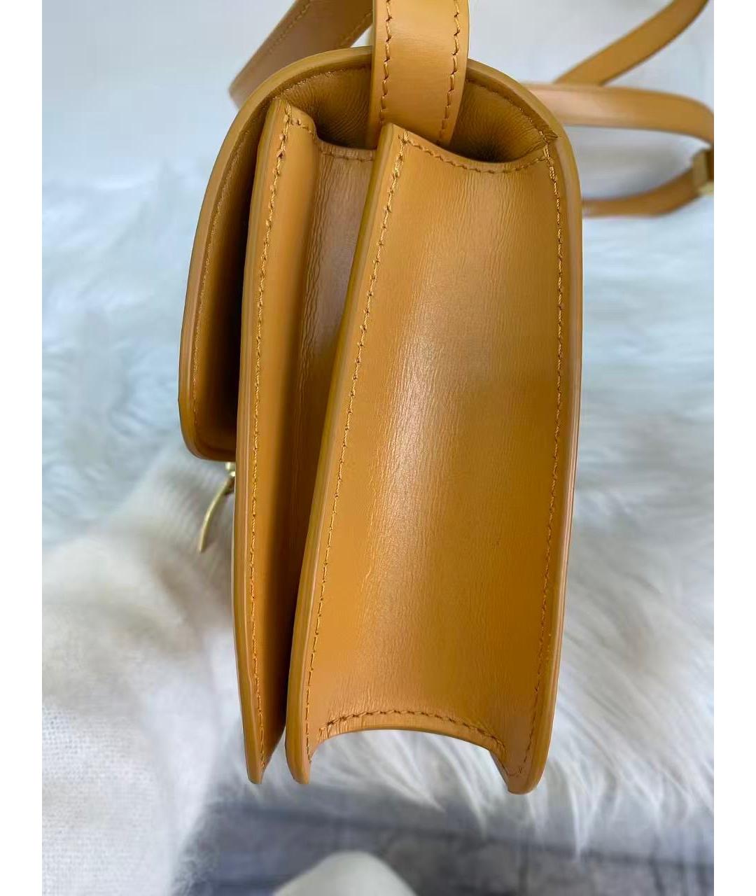 CELINE Горчичная кожаная сумка через плечо, фото 4