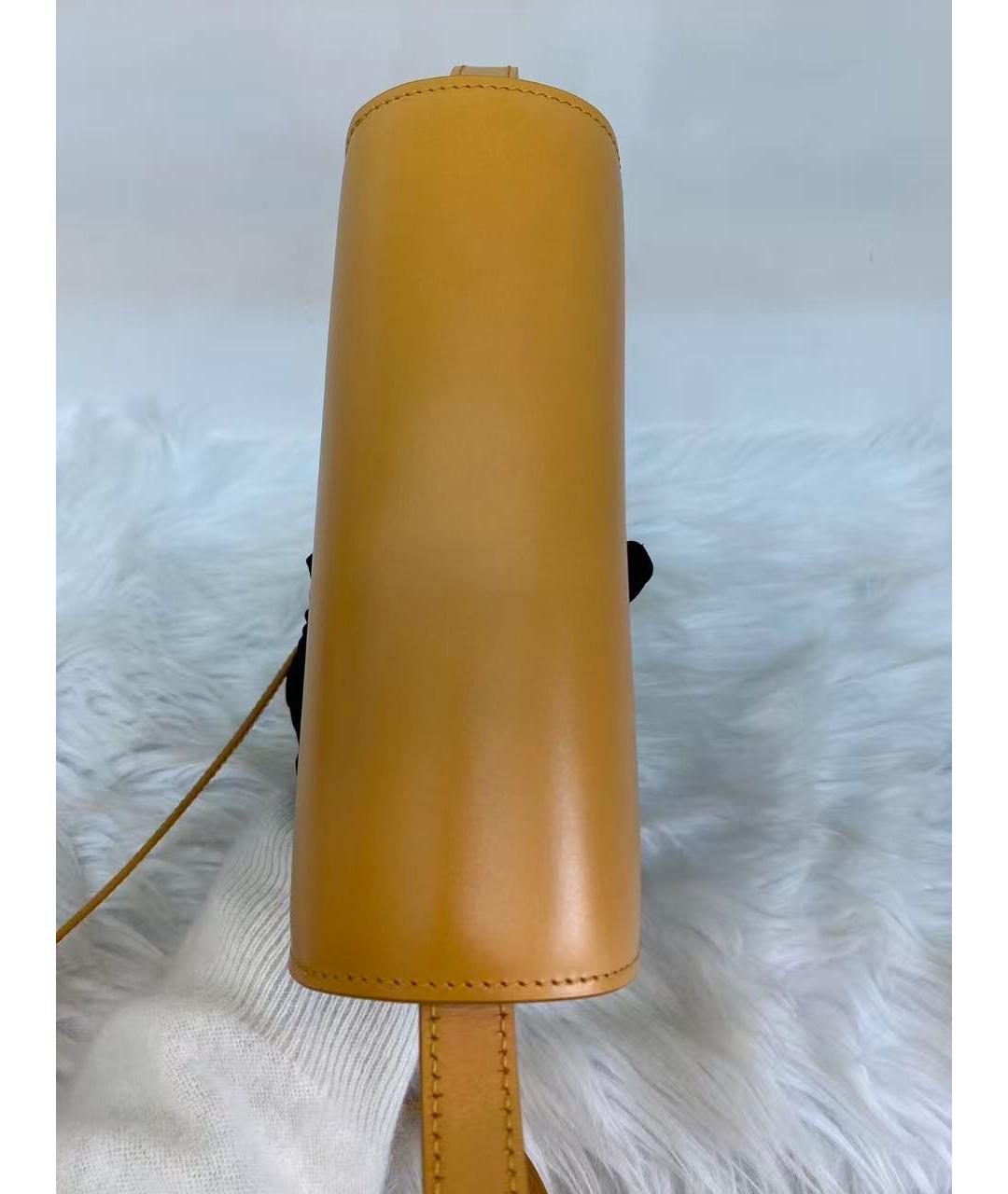 CELINE Горчичная кожаная сумка через плечо, фото 2