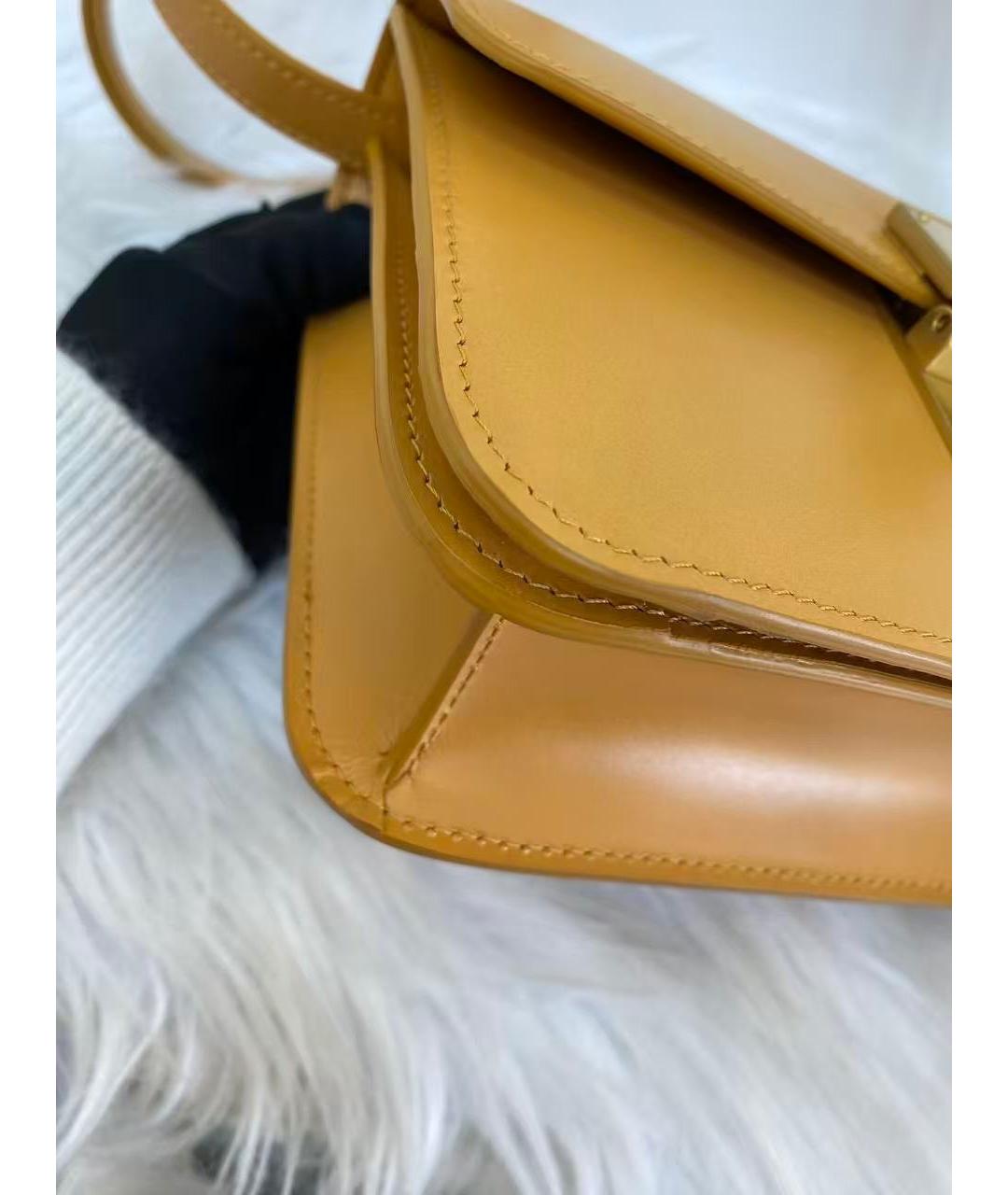 CELINE Горчичная кожаная сумка через плечо, фото 7