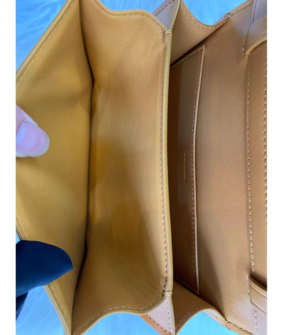 CELINE Горчичная кожаная сумка через плечо, фото 6