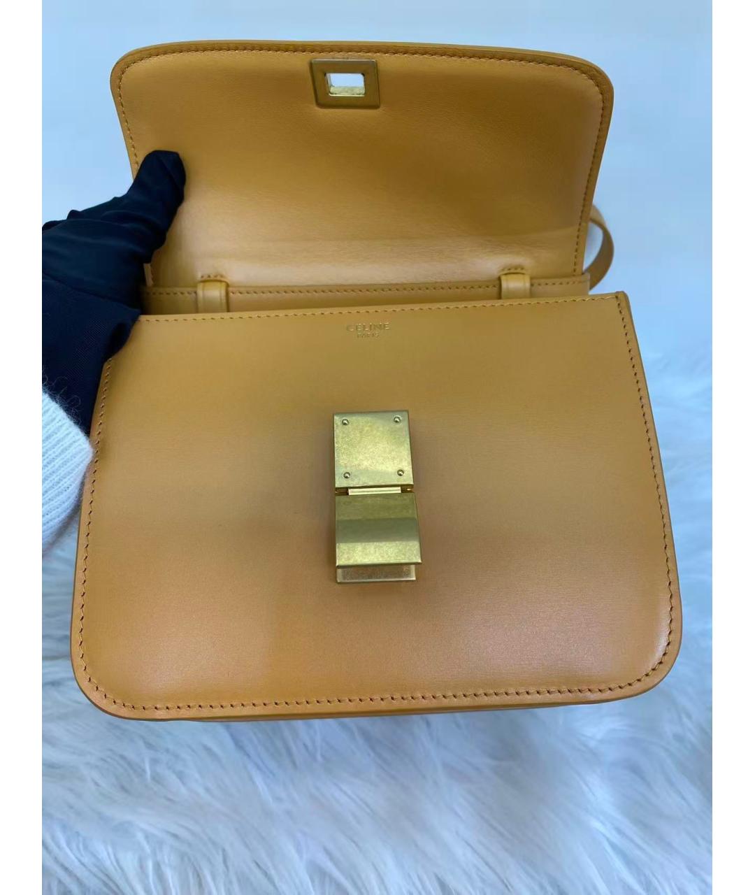 CELINE Горчичная кожаная сумка через плечо, фото 5