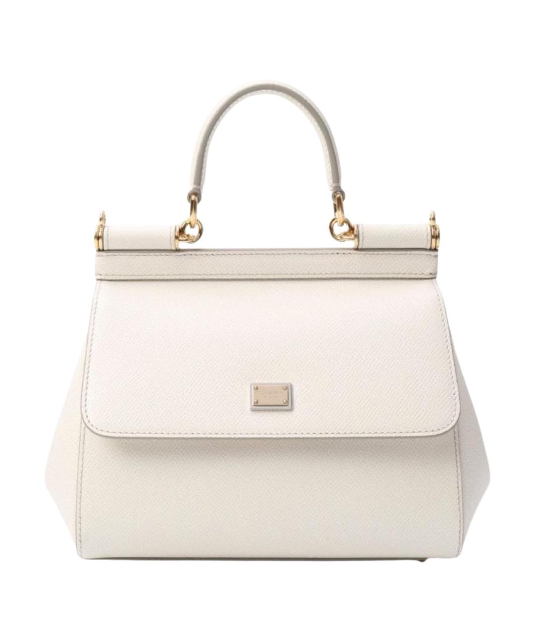 DOLCE&GABBANA Белая кожаная сумка с короткими ручками, фото 1