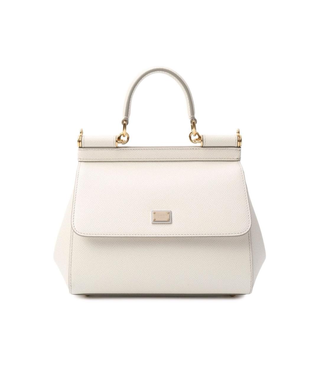 DOLCE&GABBANA Белая кожаная сумка с короткими ручками, фото 9