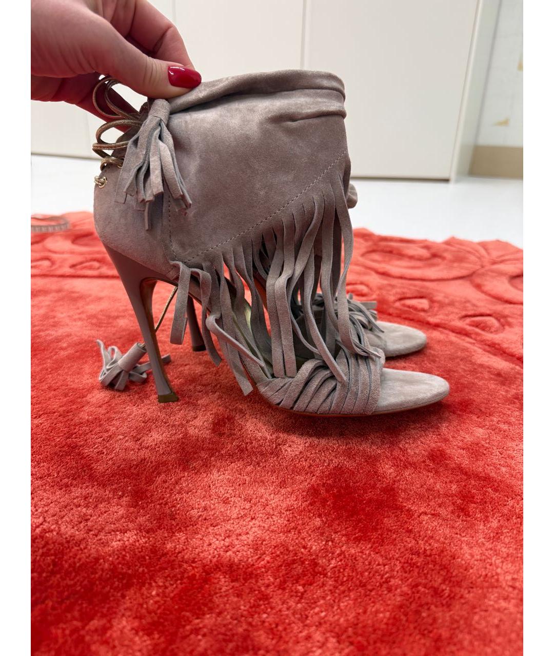 ROGER VIVIER Серые замшевые ботинки, фото 5