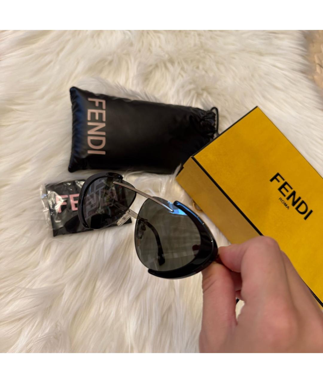 FENDI Черные металлические солнцезащитные очки, фото 3