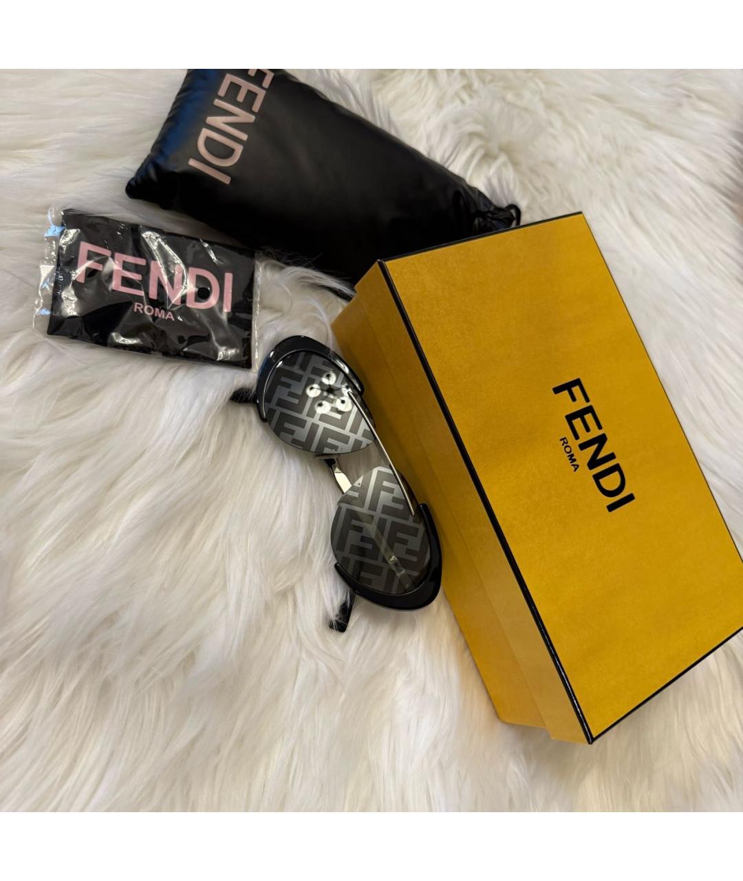 FENDI Черные металлические солнцезащитные очки, фото 2