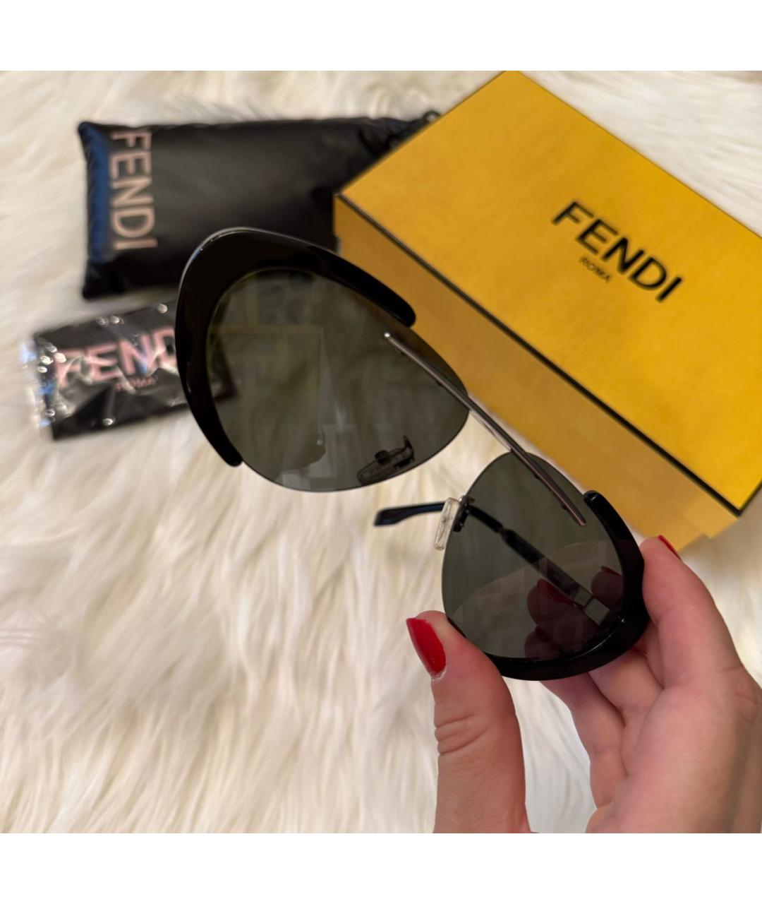 FENDI Черные металлические солнцезащитные очки, фото 4