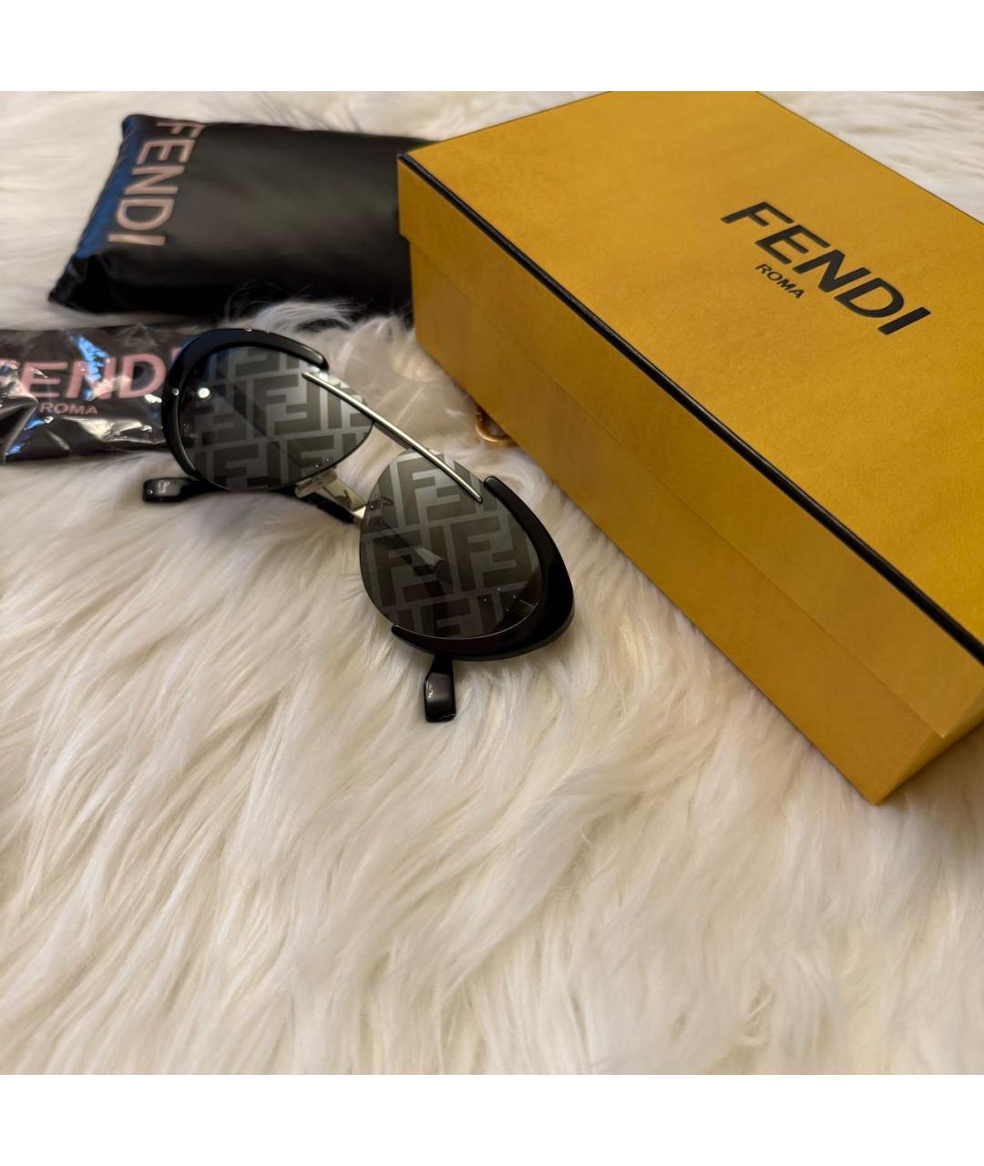 FENDI Черные металлические солнцезащитные очки, фото 5