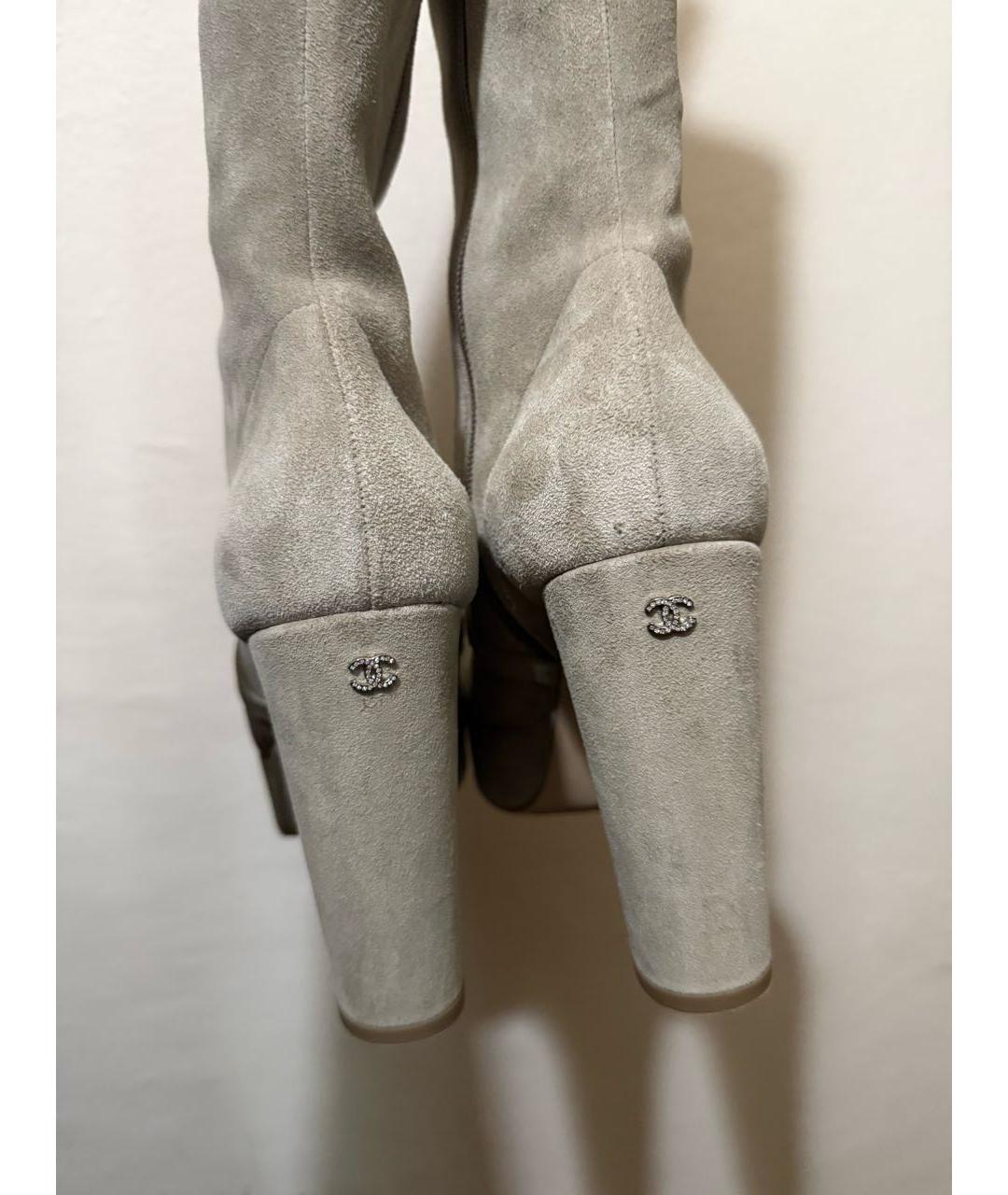 CHANEL Бежевые замшевые сапоги, фото 4