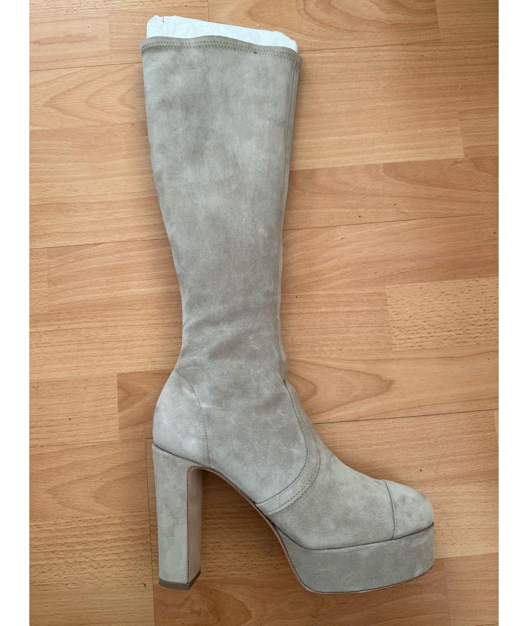 CHANEL Бежевые замшевые сапоги, фото 7