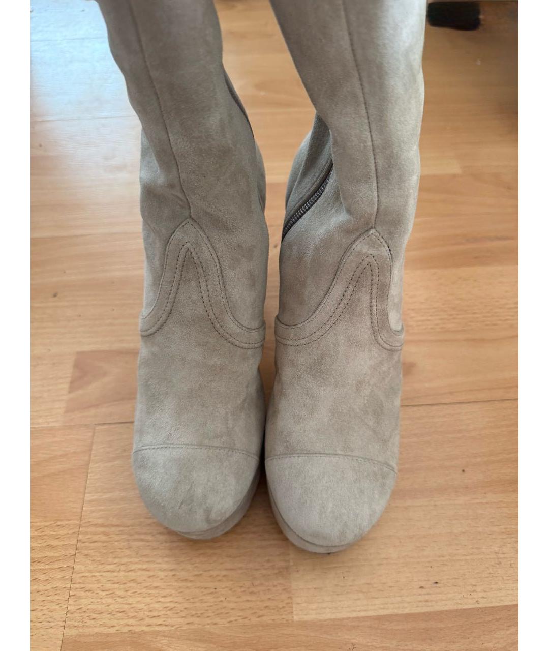 CHANEL Бежевые замшевые сапоги, фото 2