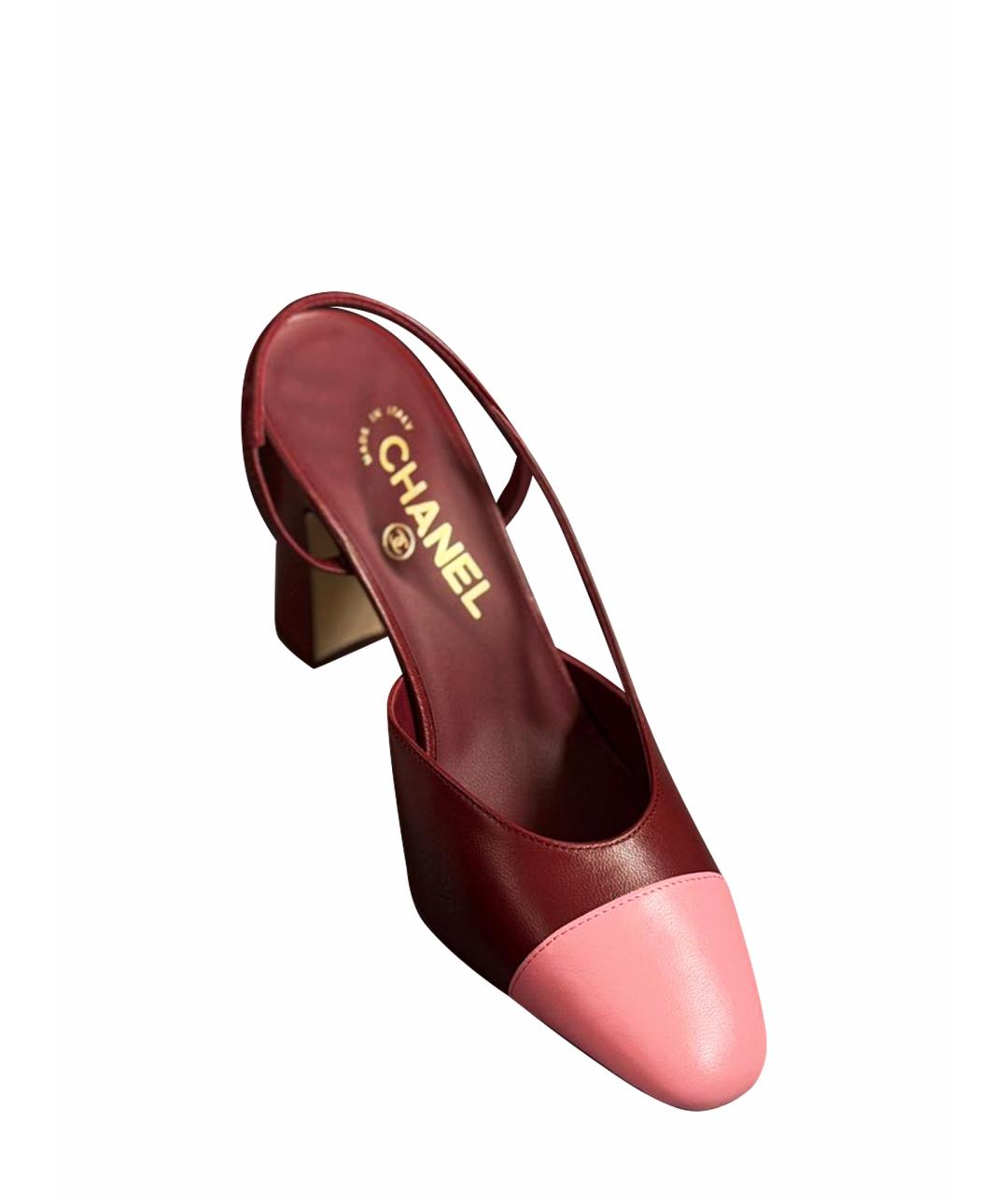 CHANEL Бордовые кожаные туфли, фото 1