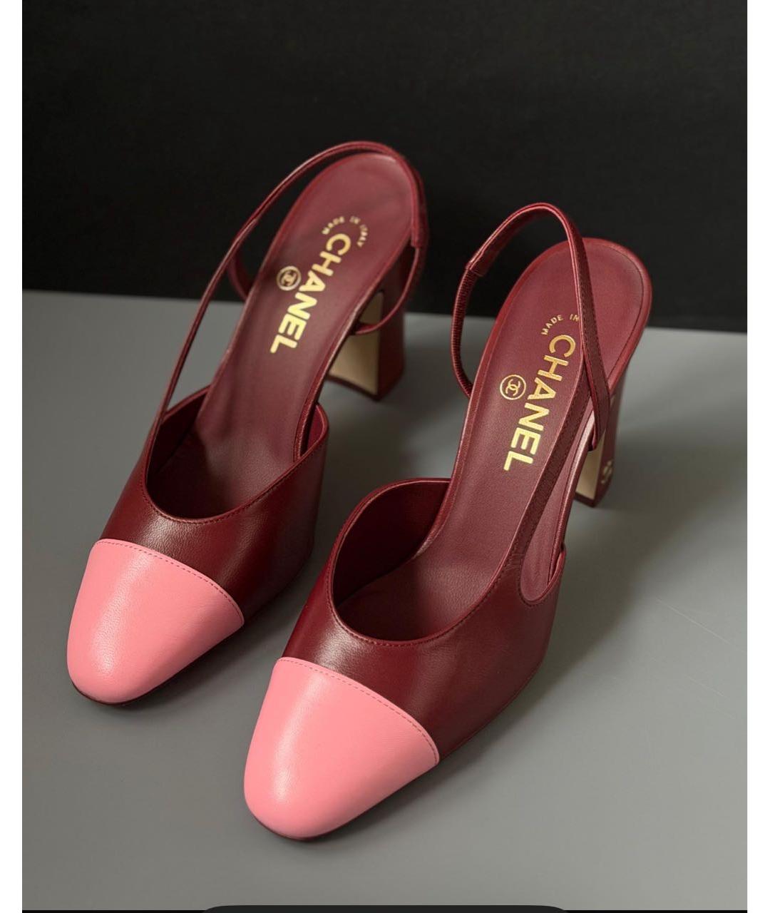 CHANEL Бордовые кожаные туфли, фото 3