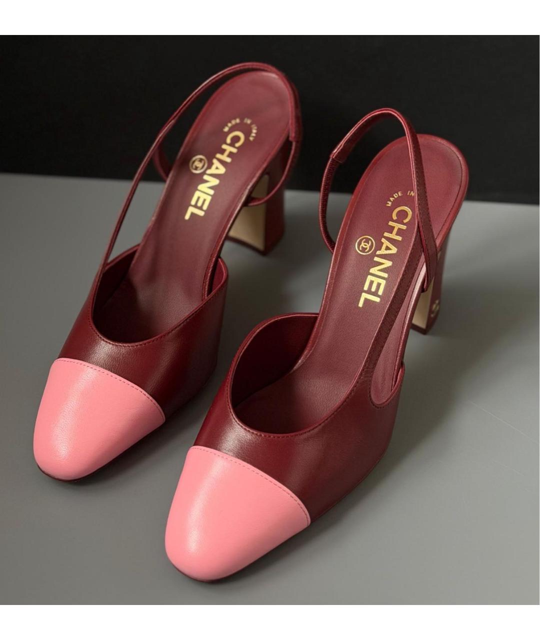 CHANEL Бордовые кожаные туфли, фото 2